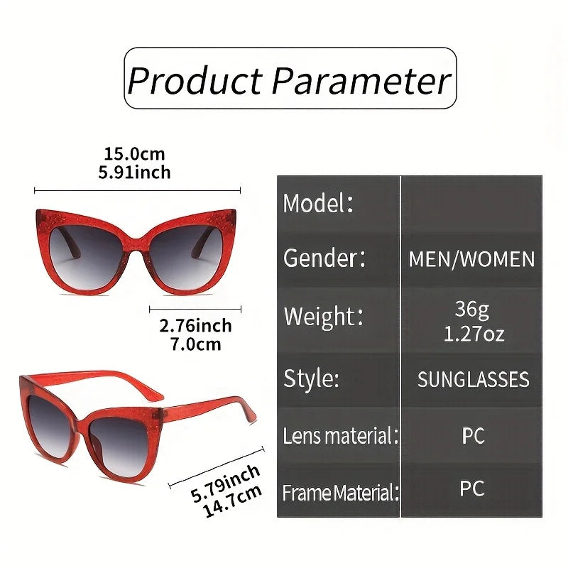 Retro Gradient Lens Cat Eye Sun Shades - Large Sunglasses For Women - Leopard Fashion For Vacation Beach Party