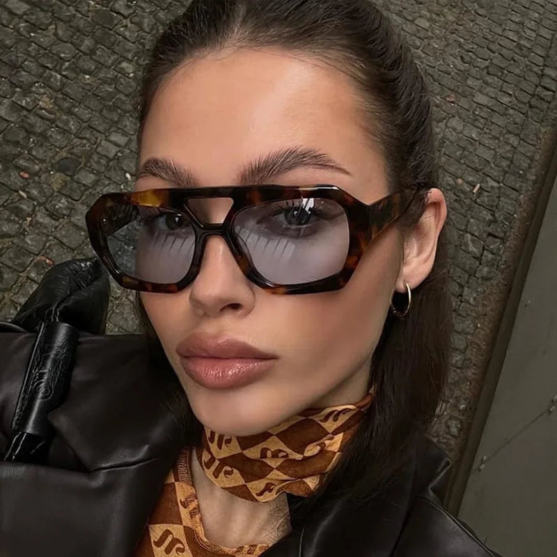 Small Frame Irregular Sunglasses Woman Brand Designer Fashion Luxury Sun Glasses Female Vintage Hollow Leopard Oculos De Sol