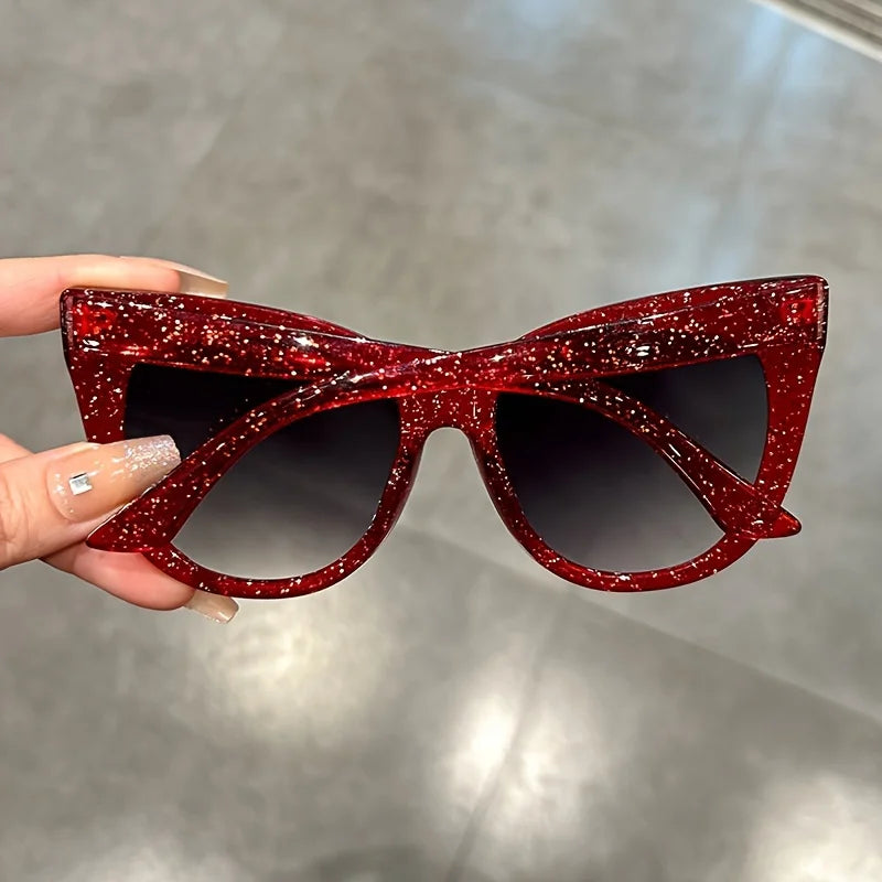 Retro Gradient Lens Cat Eye Sun Shades - Large Sunglasses For Women - Leopard Fashion For Vacation Beach Party