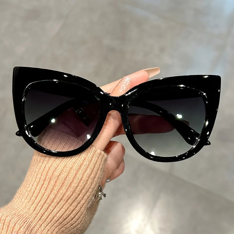 Retro Gradient Lens Cat Eye Sun Shades - Large Sunglasses For Women - Leopard Fashion For Vacation Beach Party