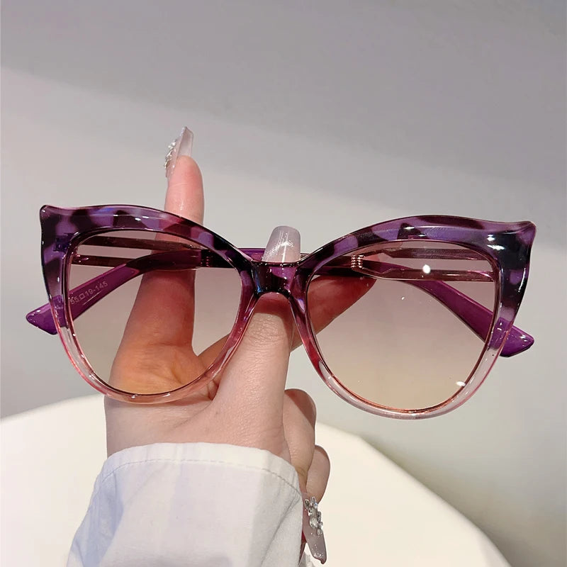 KAMMPT Cat Eye Sunglasses Women 2025 New Fashion Vintage Multicolor Casual Sun Glasses Trendy Luxury Brand Design Decor Shades