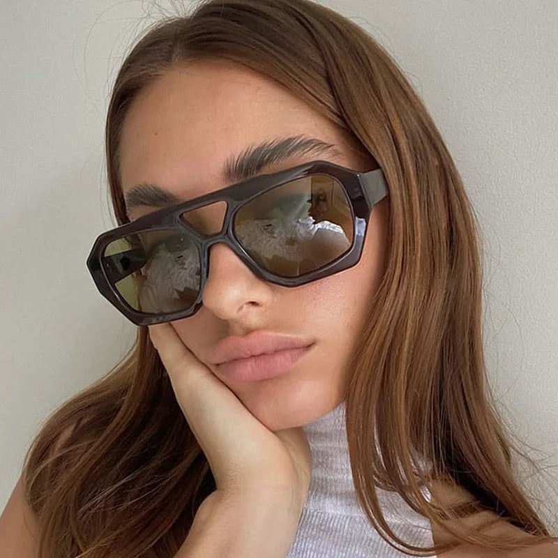 Small Frame Irregular Sunglasses Woman Brand Designer Fashion Luxury Sun Glasses Female Vintage Hollow Leopard Oculos De Sol